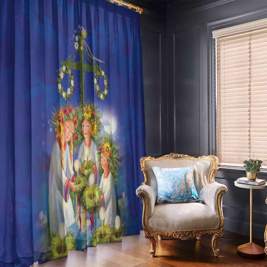 Swedish Glad Midsommar Window Curtain Hade du en bra Midsommar