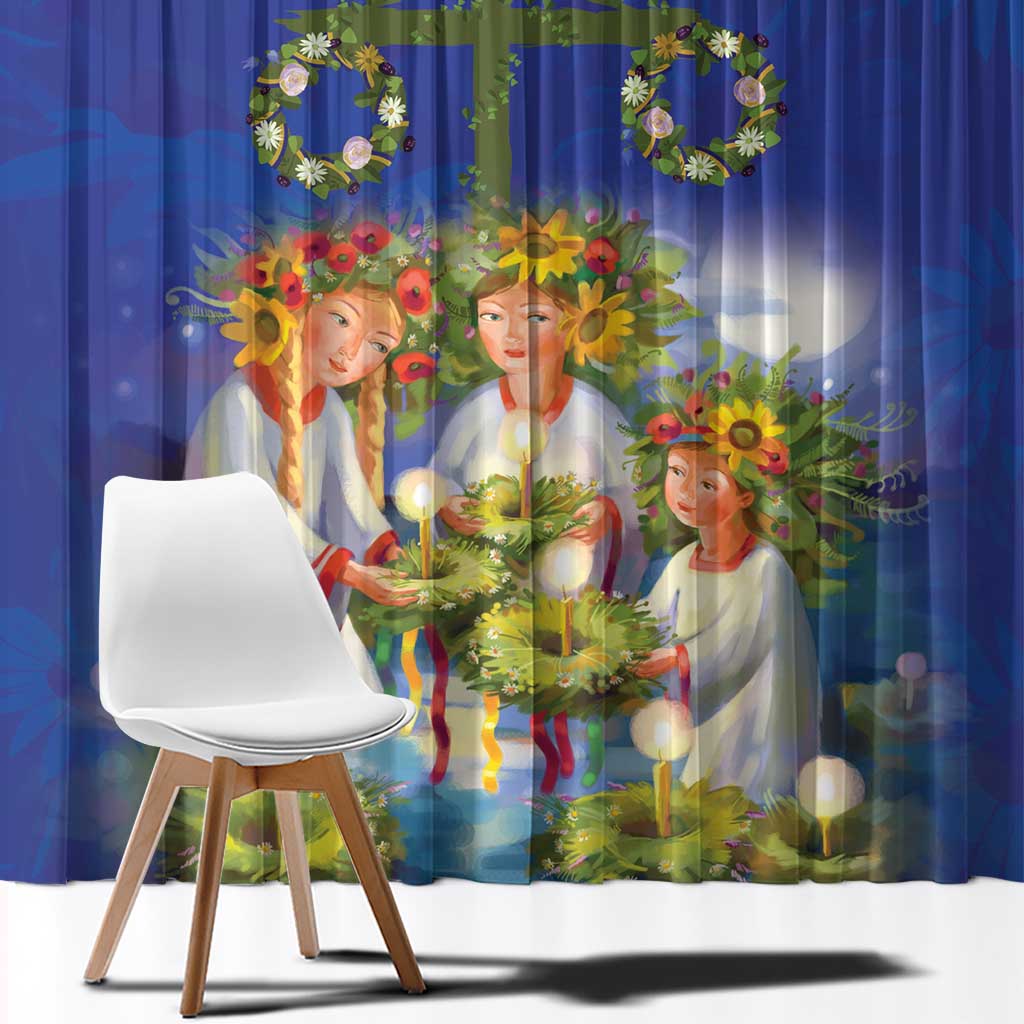 Swedish Glad Midsommar Window Curtain Hade du en bra Midsommar
