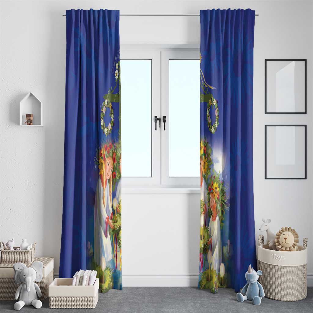 Swedish Glad Midsommar Window Curtain Hade du en bra Midsommar