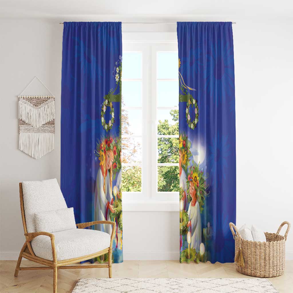 Swedish Glad Midsommar Window Curtain Hade du en bra Midsommar