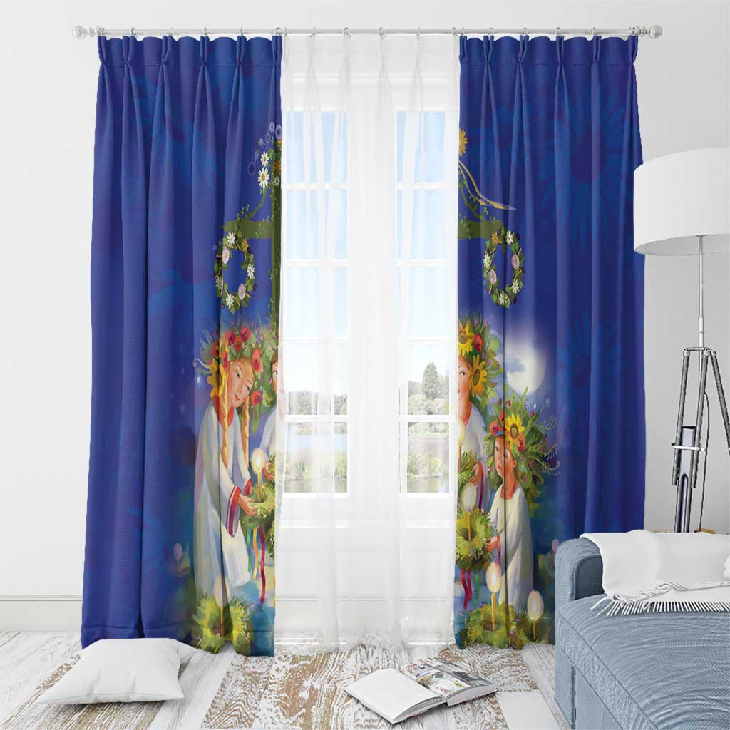 Swedish Glad Midsommar Window Curtain Hade du en bra Midsommar