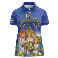 Swedish Glad Midsommar Women Polo Shirt Hade du en bra Midsommar
