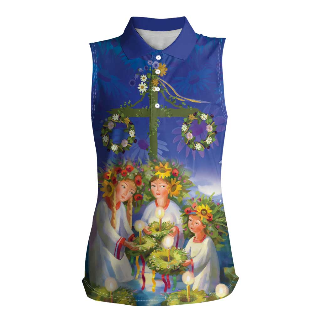 Swedish Glad Midsommar Women Sleeveless Polo Shirt Hade du en bra Midsommar