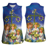 Swedish Glad Midsommar Women Sleeveless Polo Shirt Hade du en bra Midsommar
