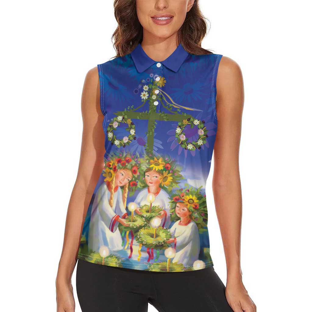 Swedish Glad Midsommar Women Sleeveless Polo Shirt Hade du en bra Midsommar