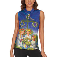 Swedish Glad Midsommar Women Sleeveless Polo Shirt Hade du en bra Midsommar
