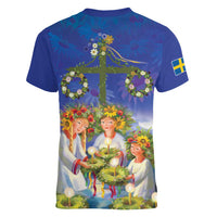 Swedish Glad Midsommar Women V-Neck T-Shirt Hade du en bra Midsommar