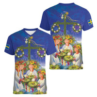 Swedish Glad Midsommar Women V-Neck T-Shirt Hade du en bra Midsommar