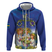 Swedish Glad Midsommar Zip Hoodie Hade du en bra Midsommar