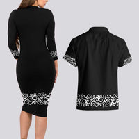 Mexican Trajes Charros Costume Couples Matching Long Sleeve Bodycon Dress and Hawaiian Shirt