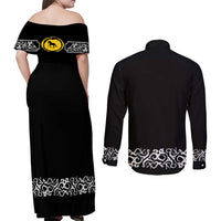 Mexican Trajes Charros Costume Couples Matching Off Shoulder Maxi Dress and Long Sleeve Button Shirt