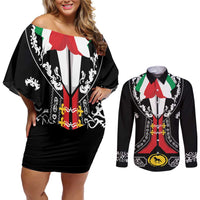 Mexican Trajes Charros Costume Couples Matching Off Shoulder Short Dress and Long Sleeve Button Shirt