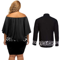 Mexican Trajes Charros Costume Couples Matching Off Shoulder Short Dress and Long Sleeve Button Shirt