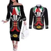Mexican Trajes Charros Costume Couples Matching Off The Shoulder Long Sleeve Dress and Long Sleeve Button Shirt