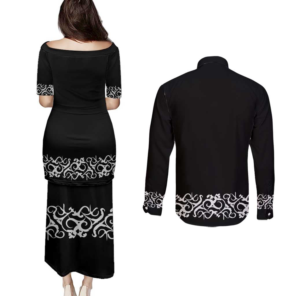 Mexican Trajes Charros Costume Couples Matching Puletasi and Long Sleeve Button Shirt
