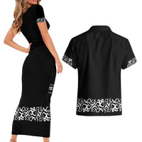 Mexican Trajes Charros Costume Couples Matching Short Sleeve Bodycon Dress and Hawaiian Shirt