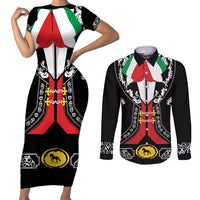 Mexican Trajes Charros Costume Couples Matching Short Sleeve Bodycon Dress and Long Sleeve Button Shirt