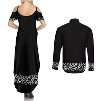 Mexican Trajes Charros Costume Couples Matching Summer Maxi Dress and Long Sleeve Button Shirt