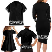 Mexican Trajes Charros Costume Family Matching Long Sleeve Bodycon Dress and Hawaiian Shirt