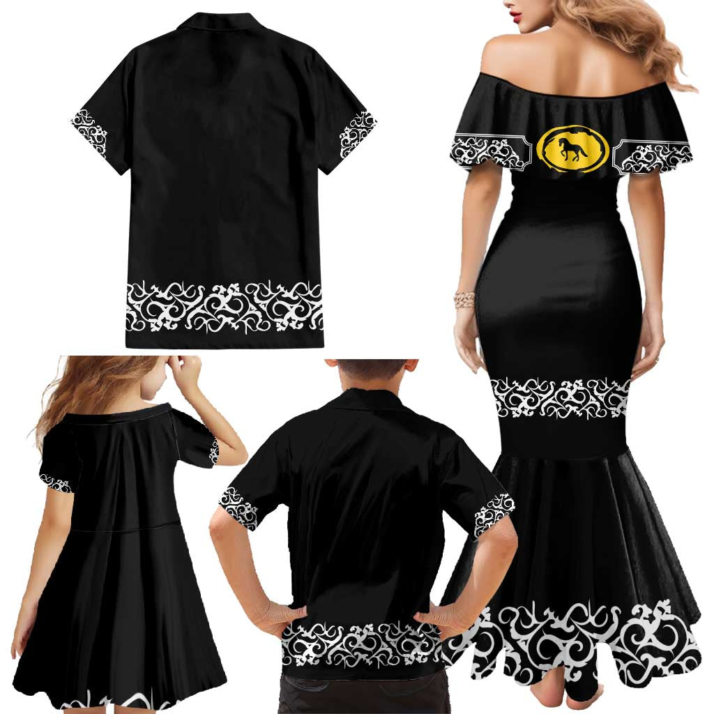 Mexican Trajes Charros Costume Family Matching Mermaid Dress and Hawaiian Shirt