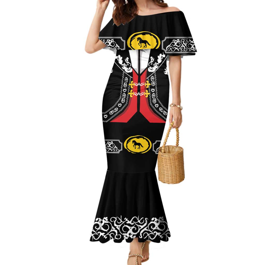 Mexican Trajes Charros Costume Family Matching Mermaid Dress and Hawaiian Shirt