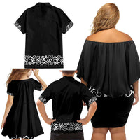 Mexican Trajes Charros Costume Family Matching Off Shoulder Short Dress and Hawaiian Shirt