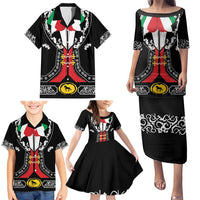 Mexican Trajes Charros Costume Family Matching Puletasi and Hawaiian Shirt