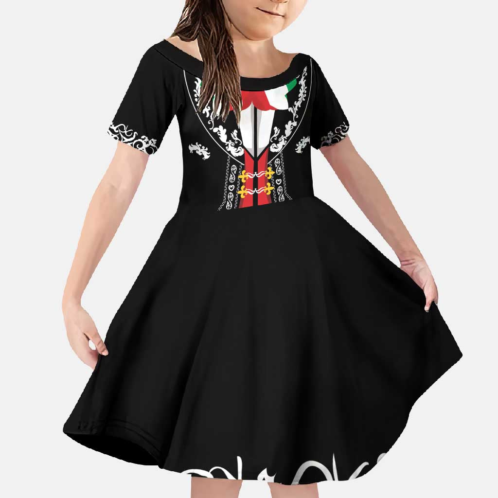 Mexican Trajes Charros Costume Family Matching Short Sleeve Bodycon Dress and Hawaiian Shirt