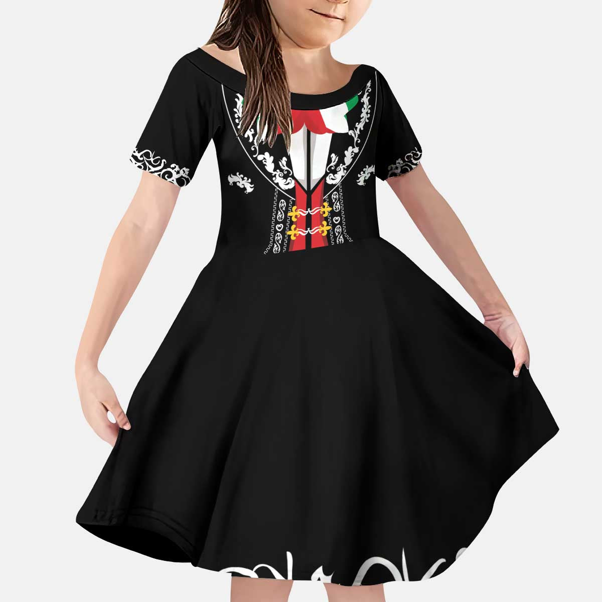 Mexican Trajes Charros Costume Kid Short Sleeve Dress