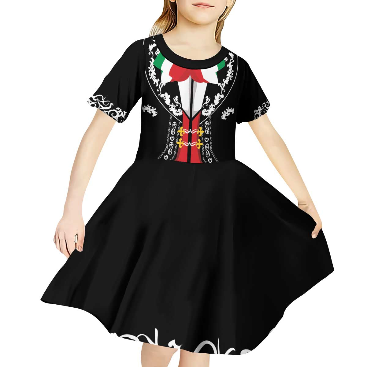 Mexican Trajes Charros Costume Kid Short Sleeve Dress