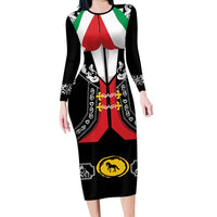 Mexican Trajes Charros Costume Long Sleeve Bodycon Dress