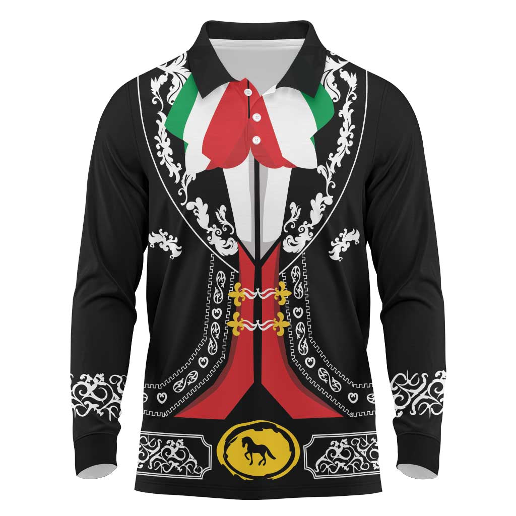 Mexican Trajes Charros Costume Long Sleeve Polo Shirt
