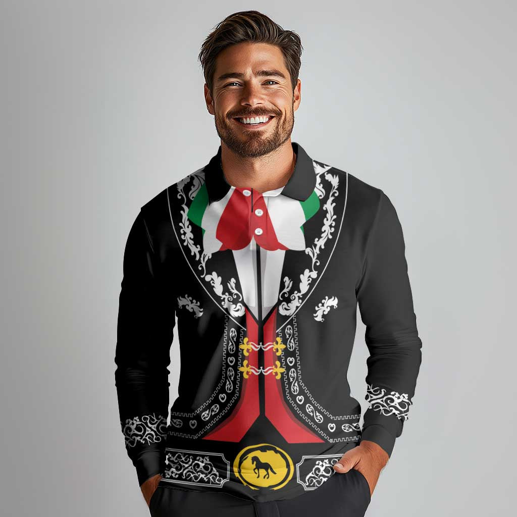 Mexican Trajes Charros Costume Long Sleeve Polo Shirt