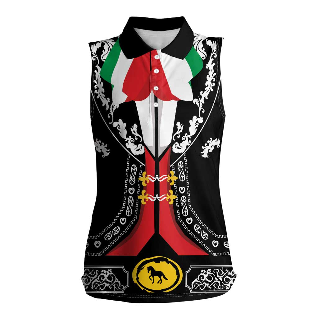 Mexican Trajes Charros Costume Women Sleeveless Polo Shirt