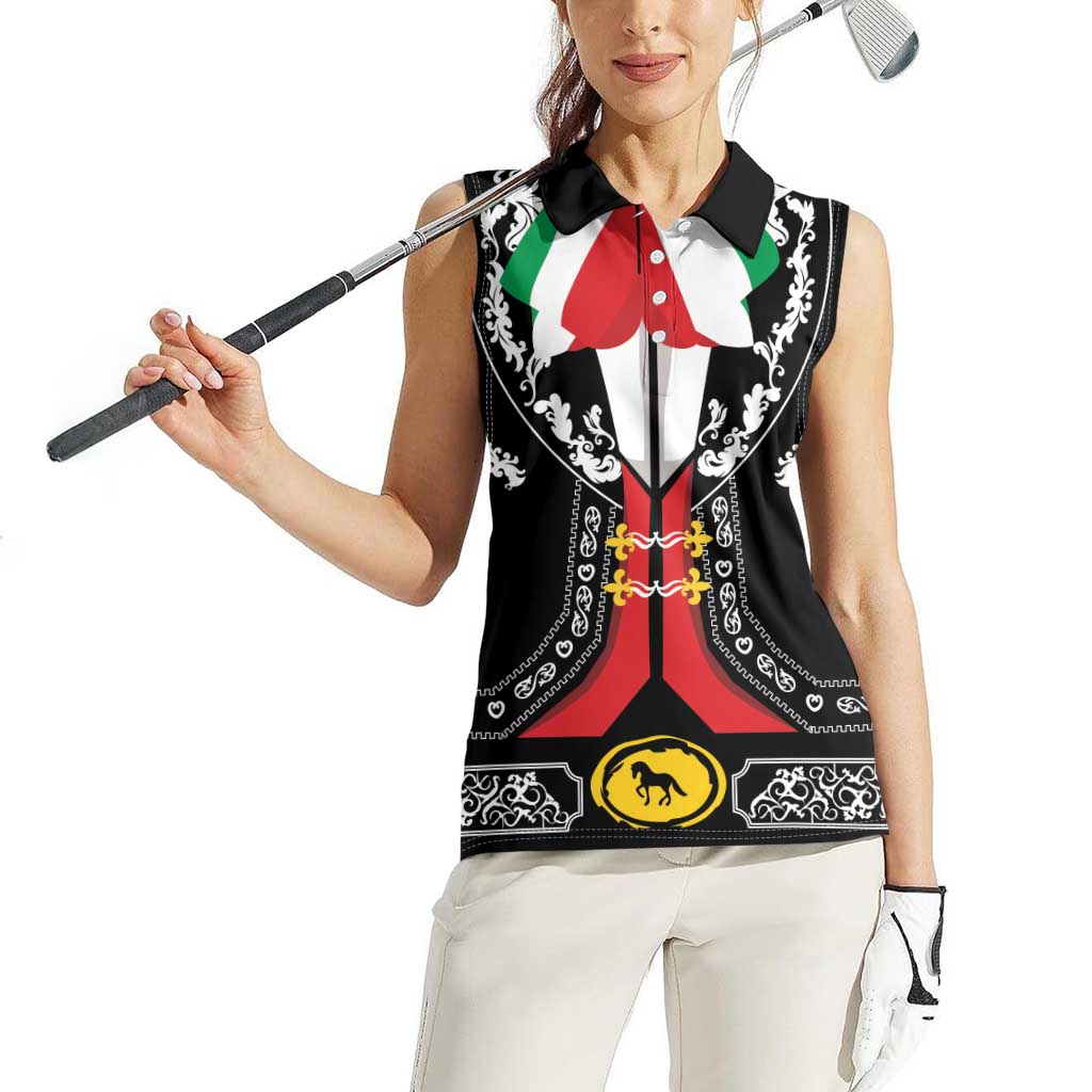 Mexican Trajes Charros Costume Women Sleeveless Polo Shirt