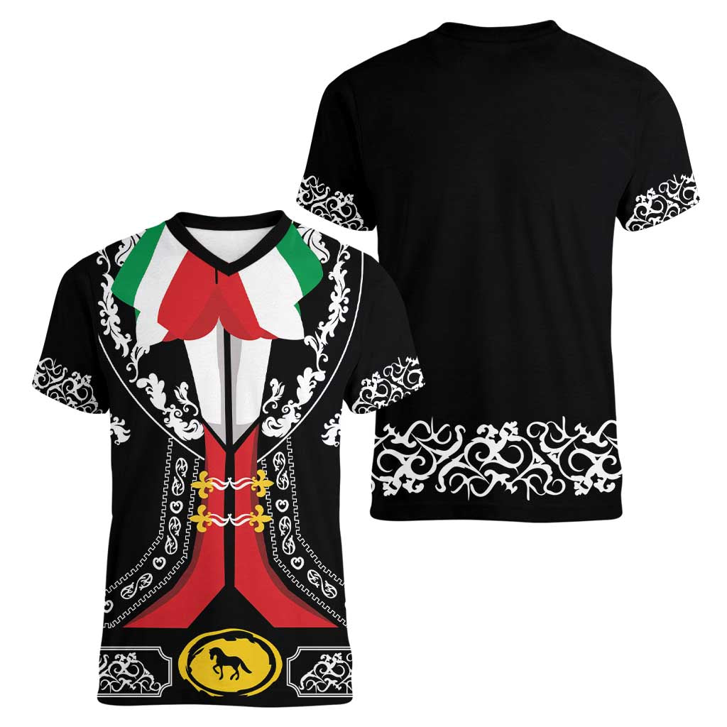 Mexican Trajes Charros Costume Women V-Neck T-Shirt