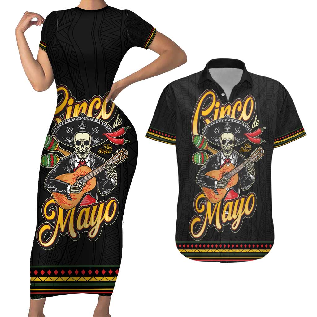 Mexico Cinco de Mayo Couples Matching Short Sleeve Bodycon Dress and Hawaiian Shirt El Dia de la Batalla de Puebla