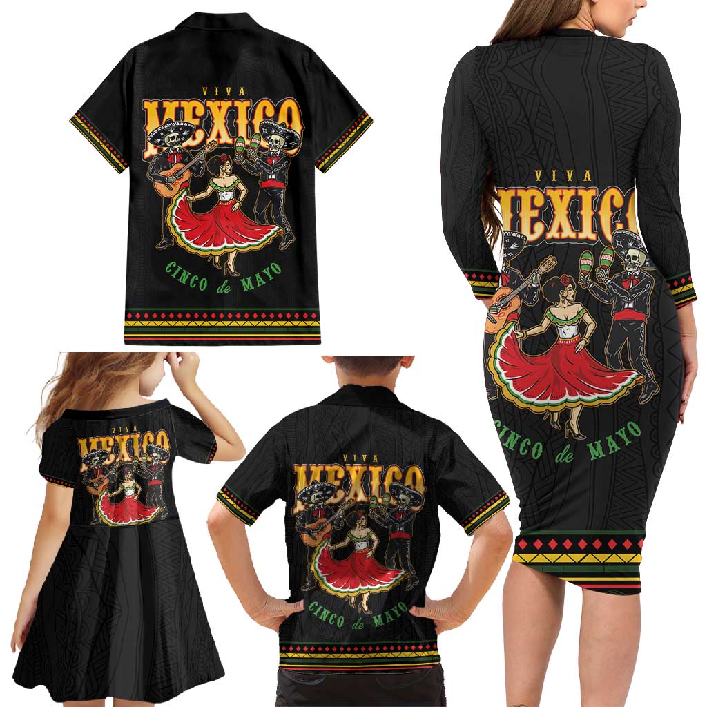 Mexico Cinco de Mayo Family Matching Long Sleeve Bodycon Dress and Hawaiian Shirt El Dia de la Batalla de Puebla