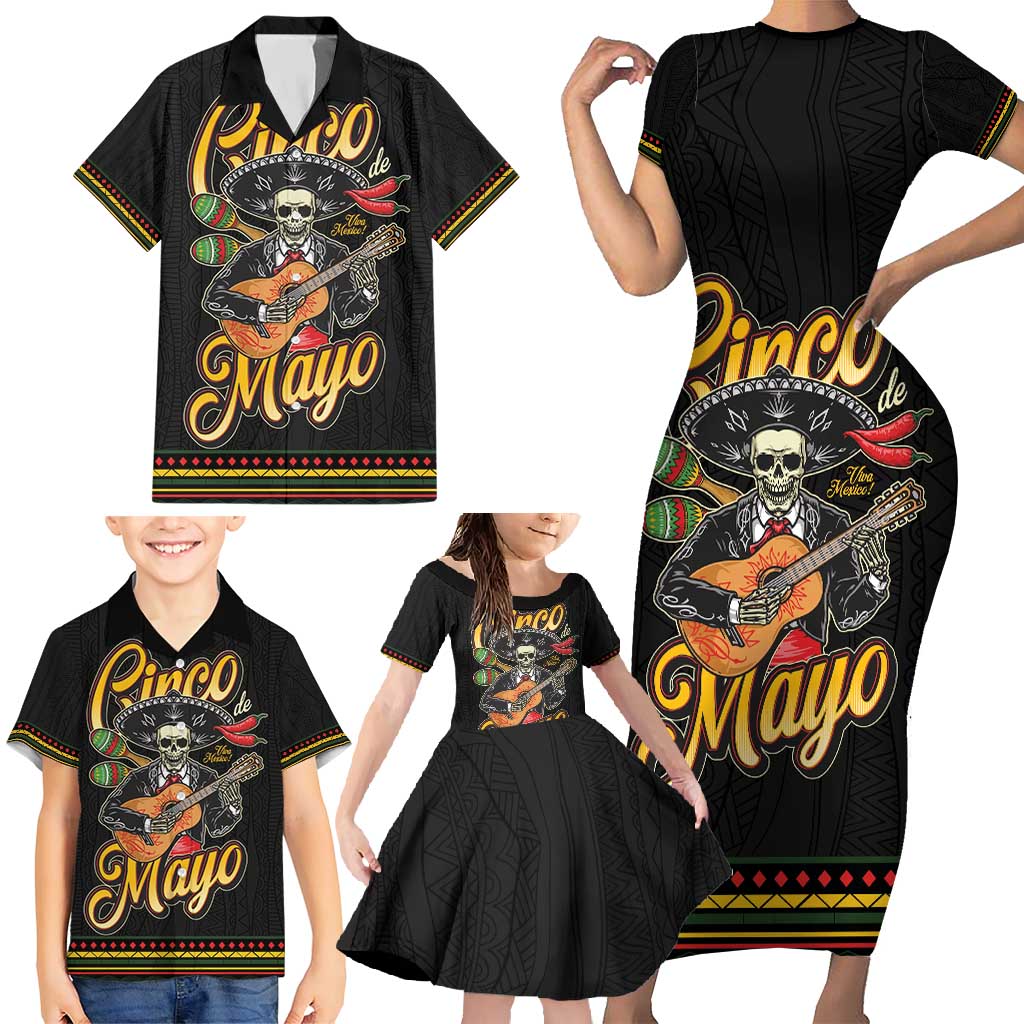 Mexico Cinco de Mayo Family Matching Short Sleeve Bodycon Dress and Hawaiian Shirt El Dia de la Batalla de Puebla