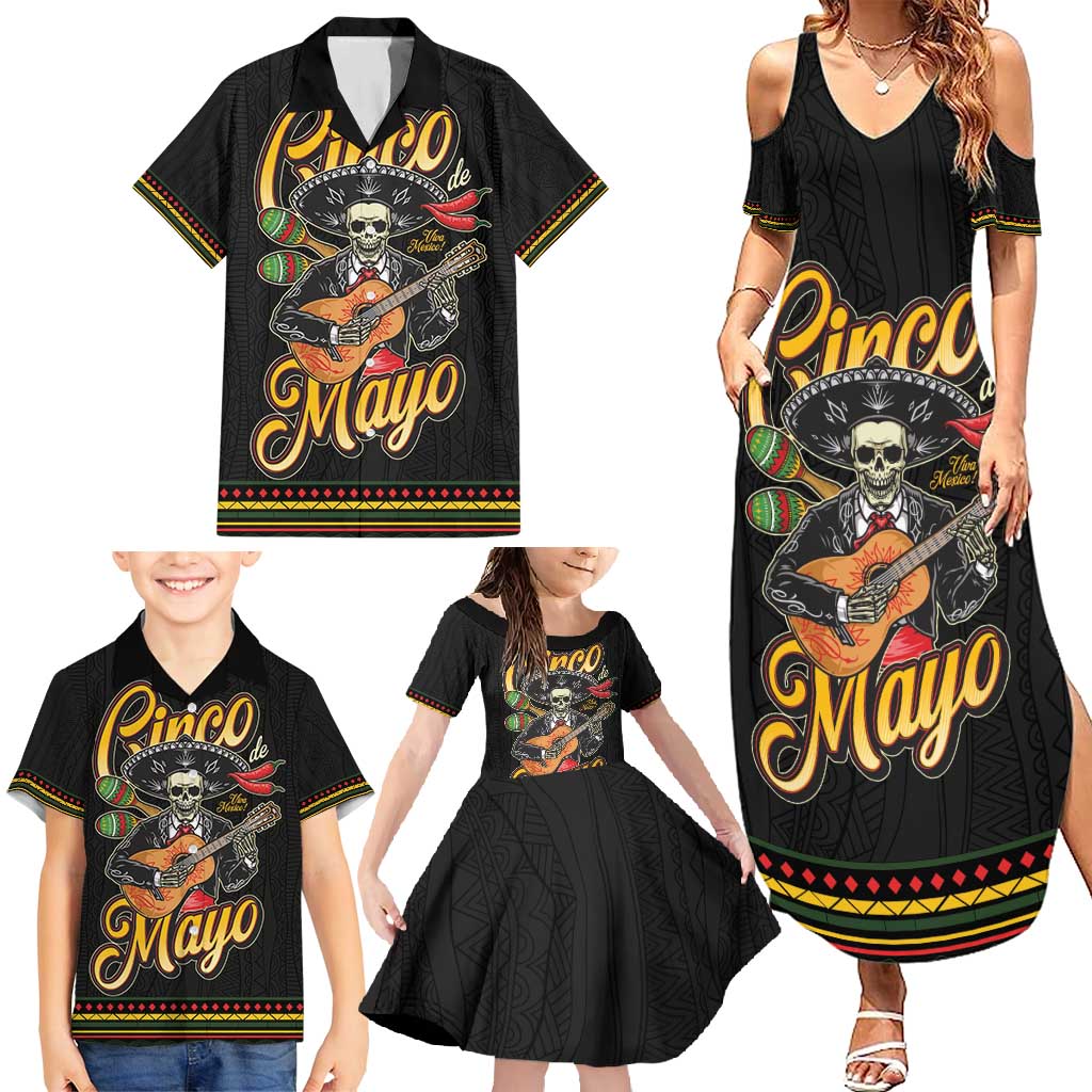 Mexico Cinco de Mayo Family Matching Summer Maxi Dress and Hawaiian Shirt El Dia de la Batalla de Puebla