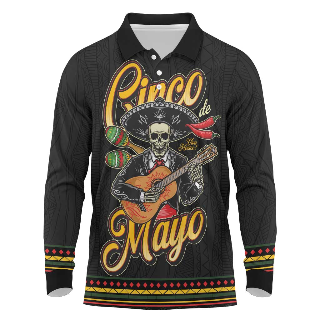 Mexico Cinco de Mayo Long Sleeve Polo Shirt El Dia de la Batalla de Puebla
