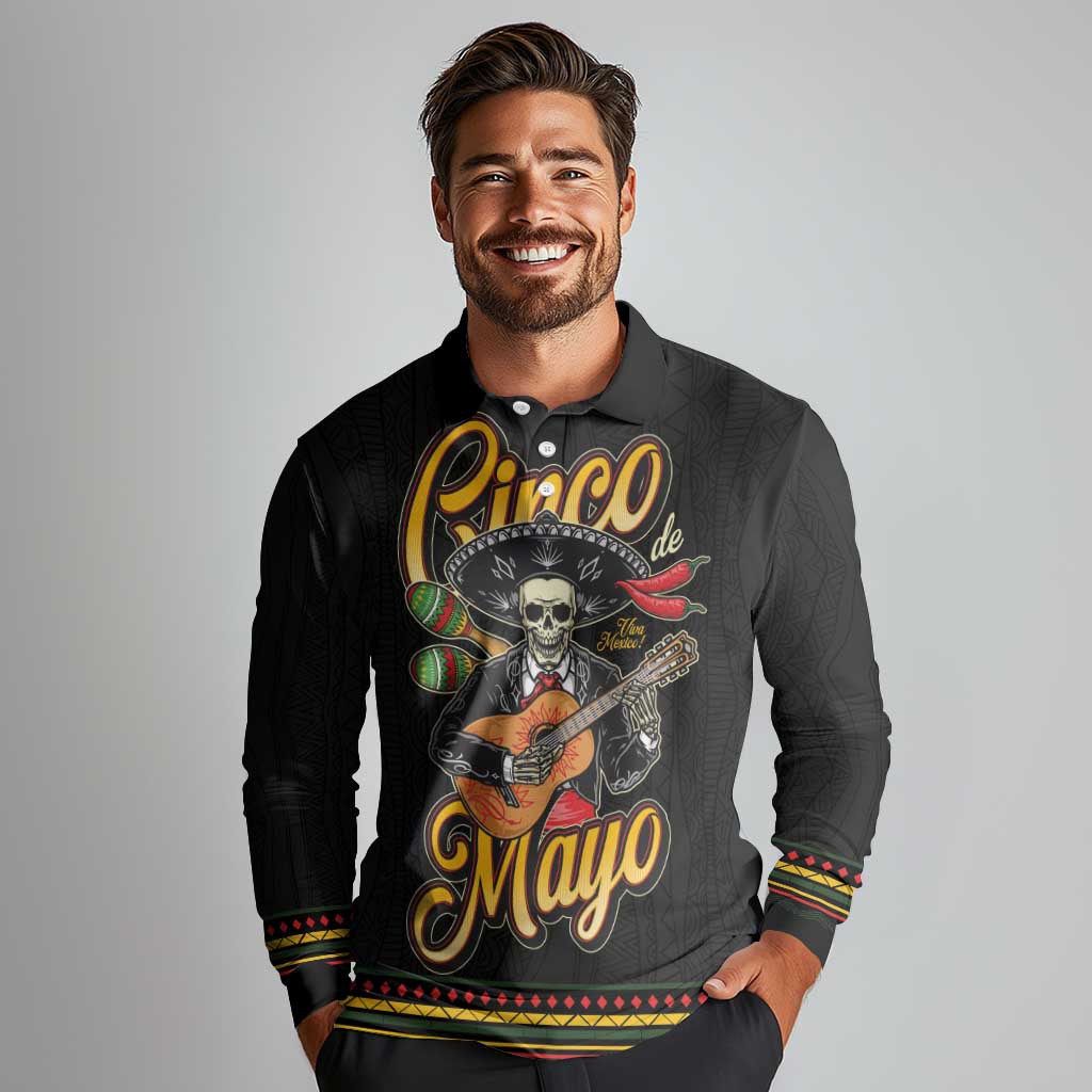 Mexico Cinco de Mayo Long Sleeve Polo Shirt El Dia de la Batalla de Puebla