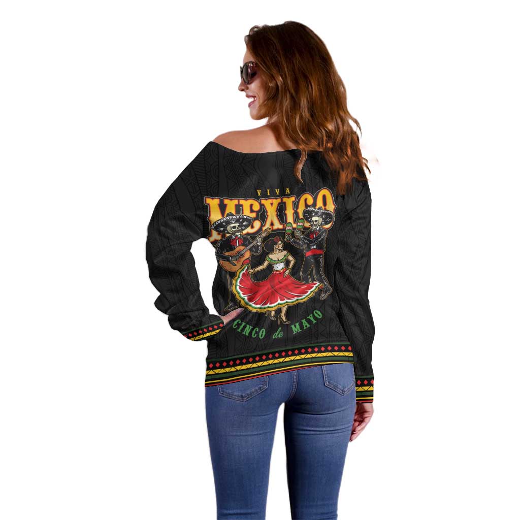 Mexico Cinco de Mayo Off Shoulder Sweater El Dia de la Batalla de Puebla