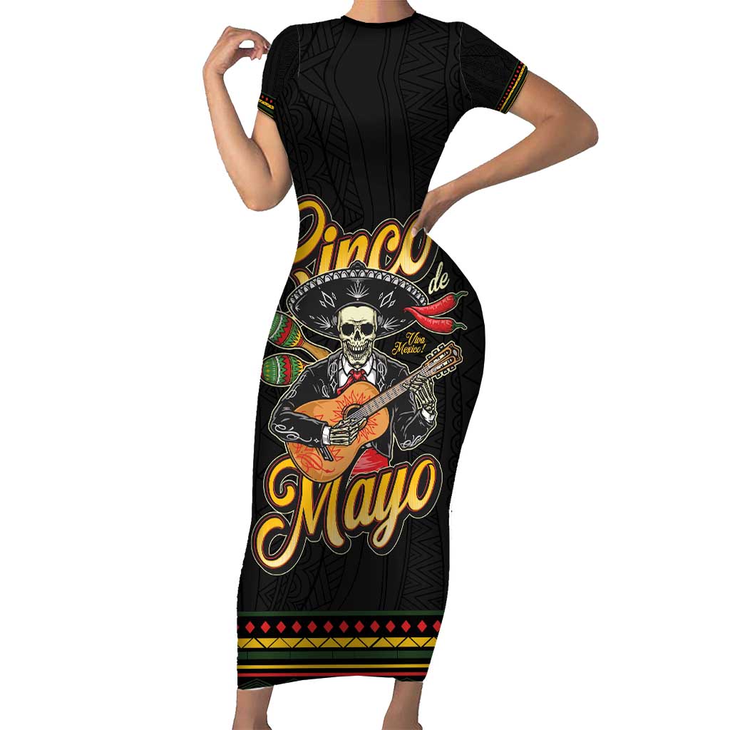 Mexico Cinco de Mayo Short Sleeve Bodycon Dress El Dia de la Batalla de Puebla