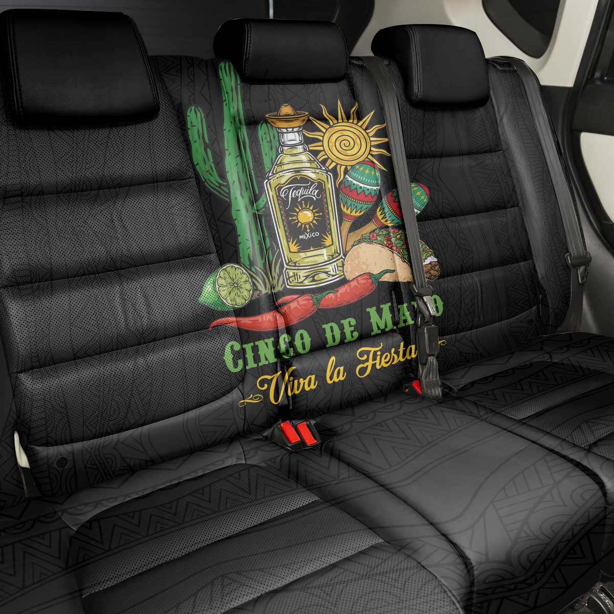Mexico Cinco de Mayo Back Car Seat Cover Viva la Fiesta!