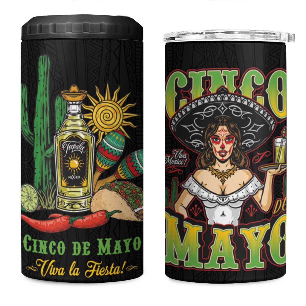 Mexico Cinco de Mayo 4 in 1 Can Cooler Tumbler Viva la Fiesta!