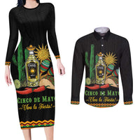 Mexico Cinco de Mayo Couples Matching Long Sleeve Bodycon Dress and Long Sleeve Button Shirt Viva la Fiesta!