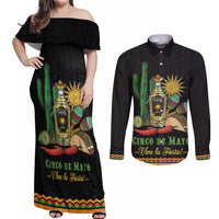 Mexico Cinco de Mayo Couples Matching Off Shoulder Maxi Dress and Long Sleeve Button Shirt Viva la Fiesta!