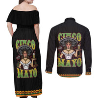 Mexico Cinco de Mayo Couples Matching Off Shoulder Maxi Dress and Long Sleeve Button Shirt Viva la Fiesta!