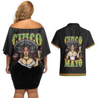Mexico Cinco de Mayo Couples Matching Off Shoulder Short Dress and Hawaiian Shirt Viva la Fiesta!